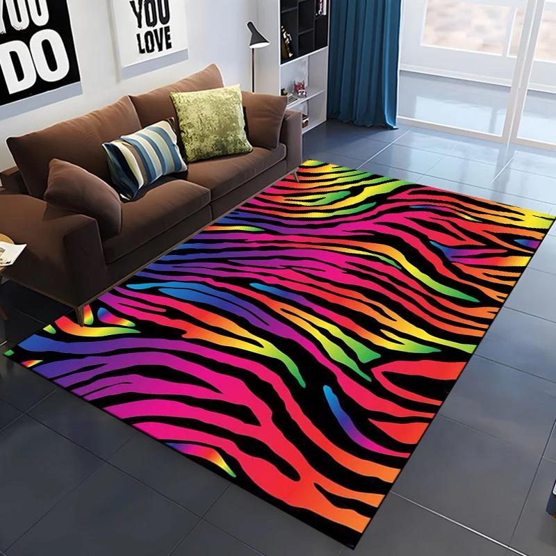 Zebra Stripes Area Rug Animal Skin Print Doormat African Wildlife Animal Carpet for Bedroom Playroom Living Room Soft Floor Mat