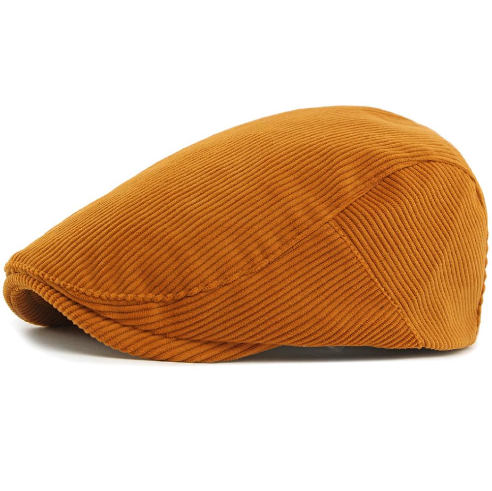 

HT5036 Mens Berets Women Spring Autumn Winter Cap Artist Painter Beret Hats Male Female Flat Cap Adjustable Corduroy Beret Caps 55-59cm Adjustable помаранчевий