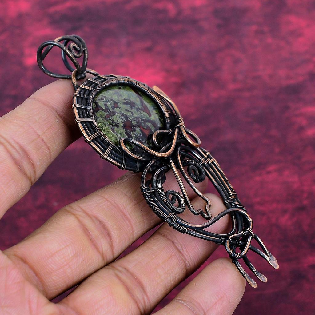 Drachenblutstein Edelstein Anhänger Handgefertigter Schmuck Kupferdraht Umwickelter Anhänger