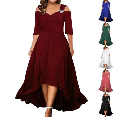 Women's Oversize Loose Casual Sexy Off Shoulder Half Sleeve Solid Dress