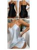 Damen Sexy Spaghettiträger Mini-Kleid - Lässiger Unifarbener Nachthemd-Stil
