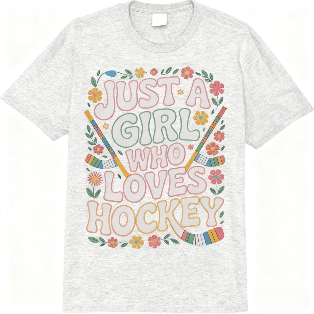 Just A Girl Who Loves Hockey Proud Female Hockey Players Comfort Colors Adult Heavyweight Unisex Fashion Loose Cotton T-Shirt