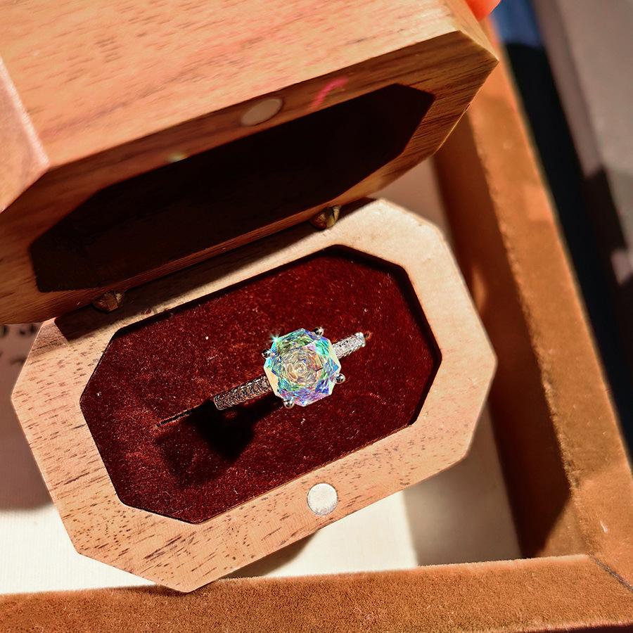 Octagonal Millennium Rose Cut Paraiba Necklace Pendant With High Carbon Diamond Colorful Diamond Stud Earrings Yellow Diamond Ring Women