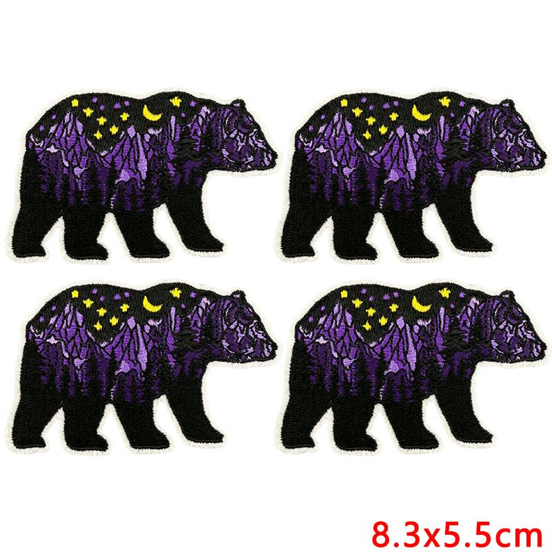 10uds Venta al por mayor Parches Bordados de Osos Animales de Dibujos Animados Paisajes Naturales Parches Termoadhesivos DIY Sombreros Chaquetas Insignia para Coser Decoración