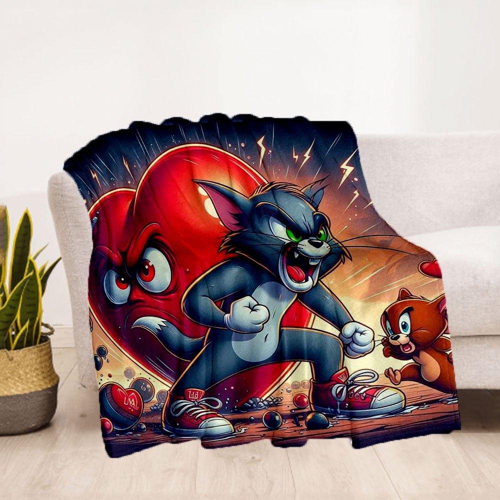 Tom & Jerry Valentine's Day Special Edition PosterBlanket Flannel Throw Blanket for Sofa, Bed, Travel, Camping, Office