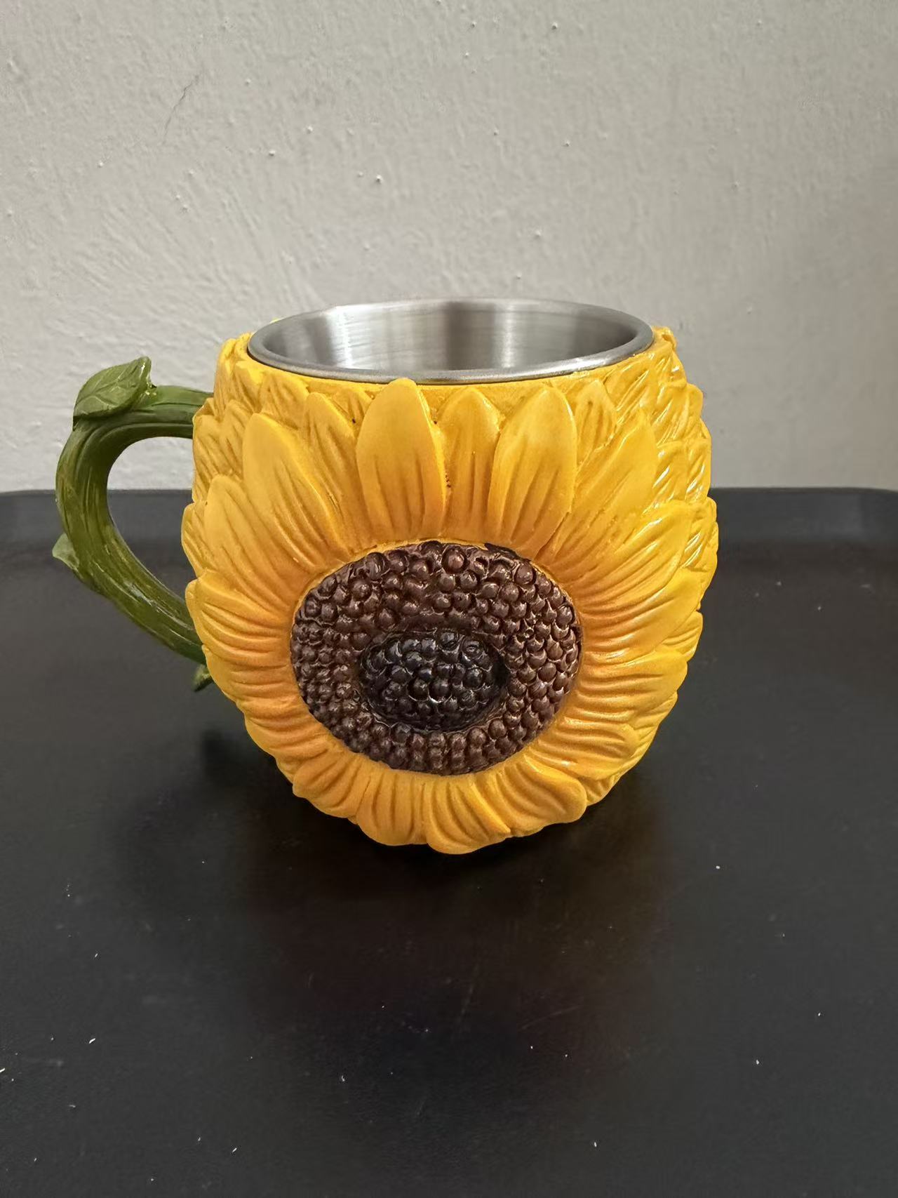 3D Sunflower Ceramic Coffee Mug - Novelty Floral Design Cup, Cute Yellow Sunflower Gift for Home Office Kitchen 320ML