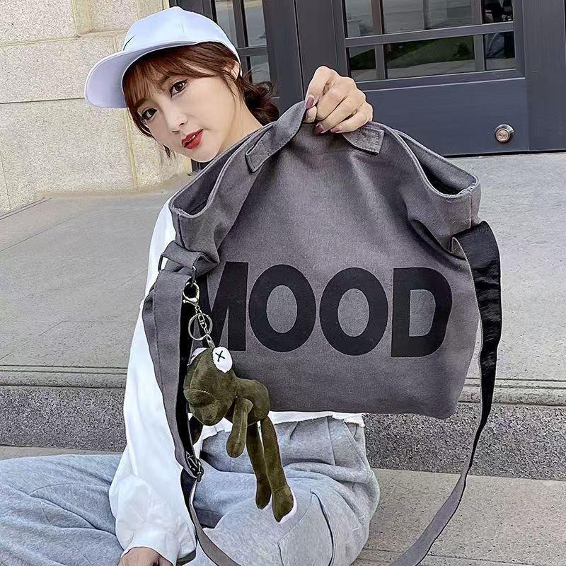 1Pc Top Canvas Bag Youth Men Shoulder Bags Large Capacity Hand Bags Letter Printed Crossbody Bag For Women Students School Bags