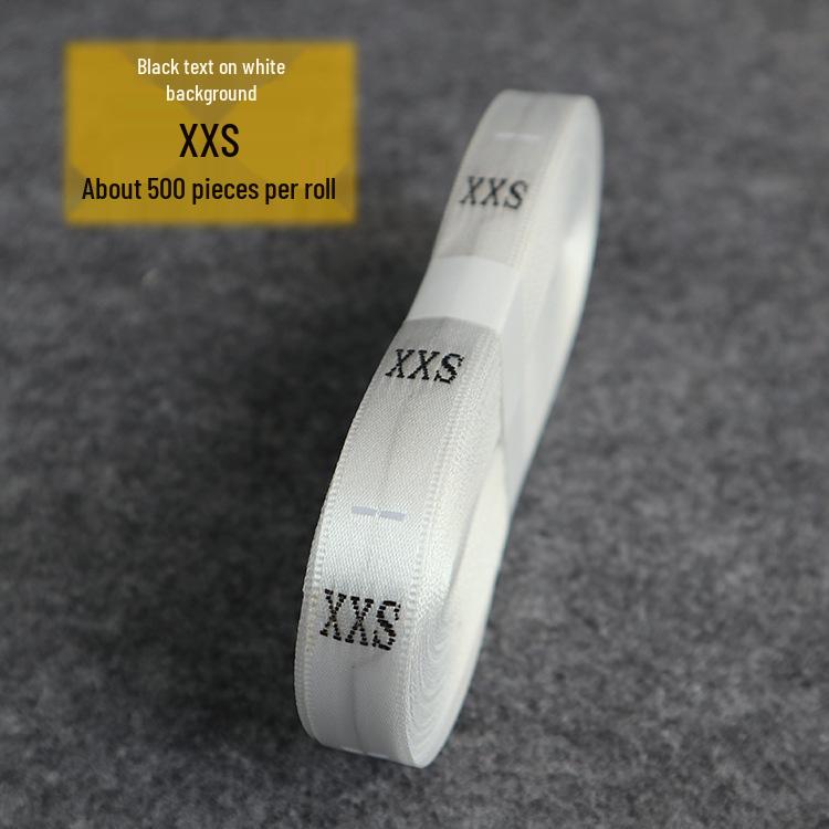 

Этикетка на одежде: Сатиновый тканый край, размер, английский номер, воротник, этикетка для стопы White XXS Roll of 500