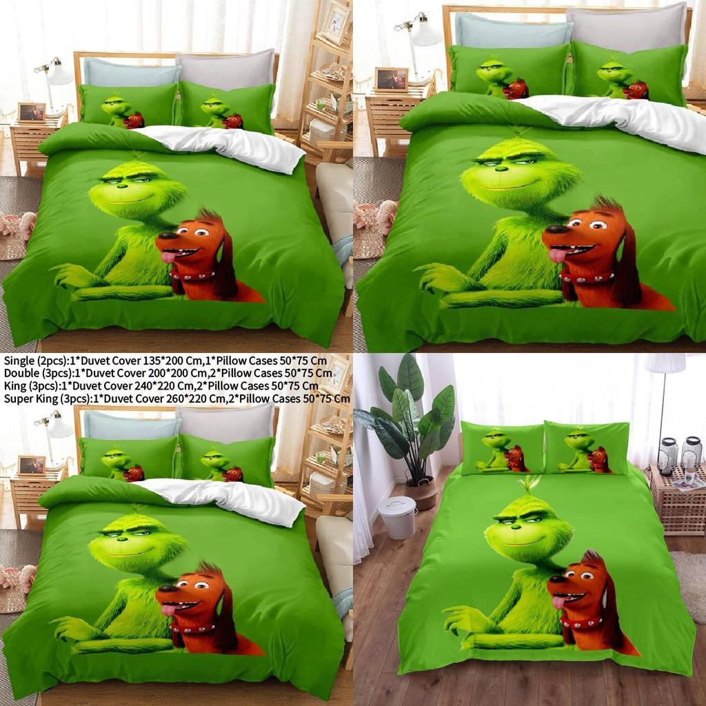 Postać z kreskówki Grinch Zestaw poszewek na kołdrę drukowany 3D do nowoczesnej dekoracji sypialni