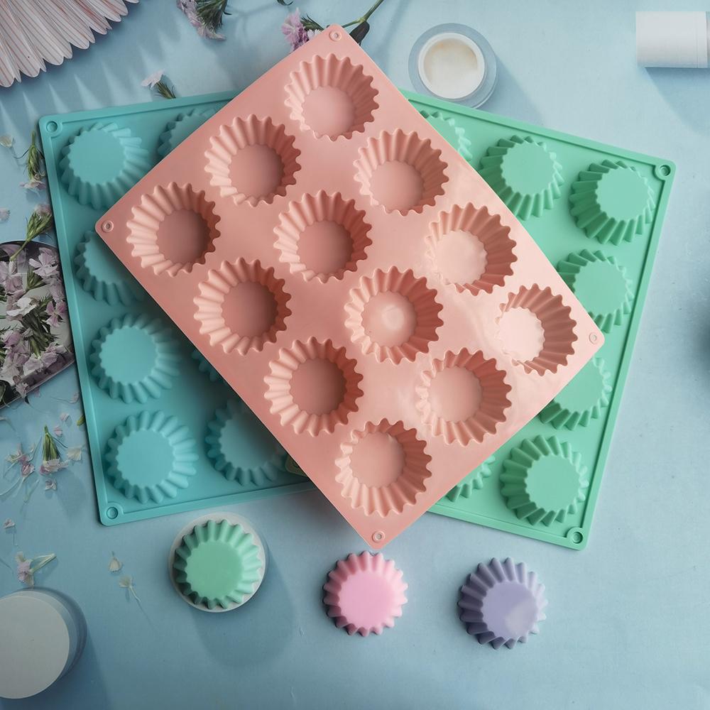 12-Hole Multi-Grid Round Silicone Muffin Cup Mold  Cake Chocolate     Bread Biscuit Baking Tray