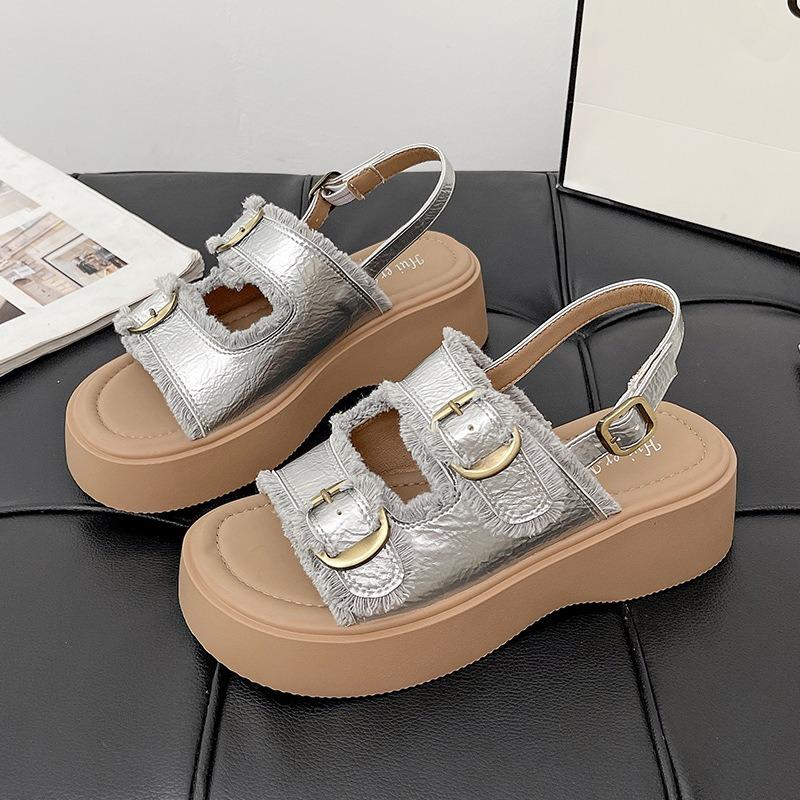 New sandals women's summer outer wear thick-soled heightening versatile fashionable flat non-slip open-toed women's shoes