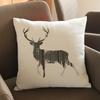 Christmas Reindeer Head Home Decorative Sofa Throw Pillow Couch Cushion Cover Cream Color Linen Deer Animal Print Pillow Cover