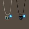 Creatieve Leuke Stereo Lichtgevende Zwart Wit Katje Hanger Ketting Armband Sets voor Vrouwen Koppel Sieraden Sets Accessoire Cadeau
