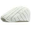 HT5058 Mens Berets Women Spring Summer Sun Cap Artist Painter Beret Hat Male Female Ivy Flat Cap Adjustable Striped Beret Caps