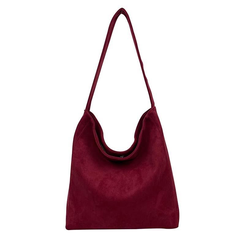 Winter suede shoulder bag matte texture lazy wind niche bag casual large capacity solid color tote bag