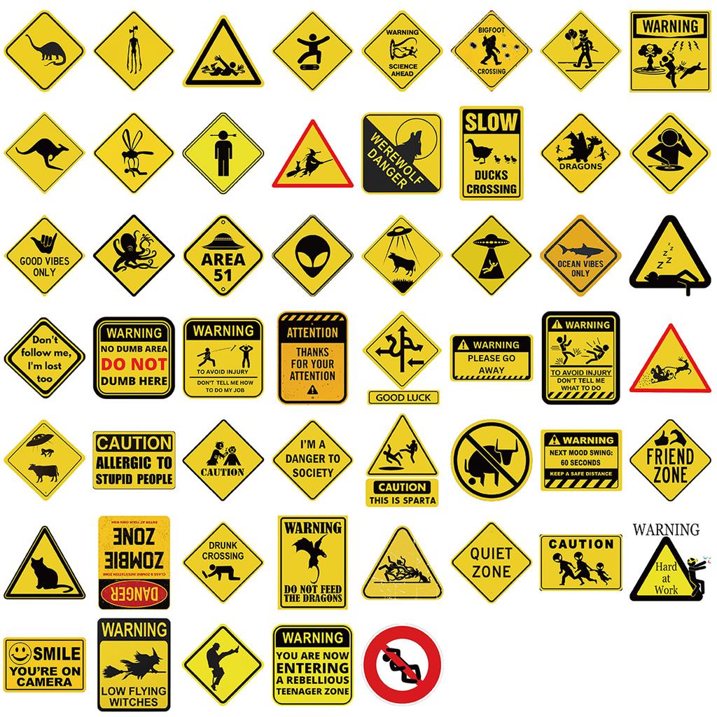 50/100 Pcs Cartoon Funny Warning Doodle Stickers, DIY Waterproof for Guitar Notebook Suitcase Window Storage Box Shoe Rack Decal