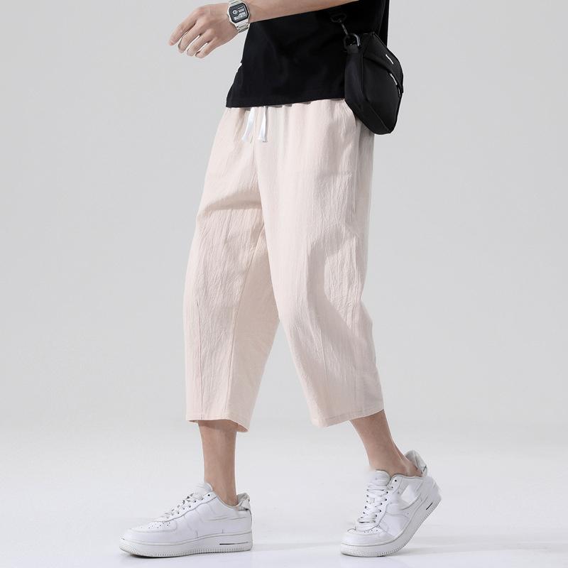 Summer Casual Linen Short Pants Cotton Straight Men's Lightweight Shorts Beach Short Pants