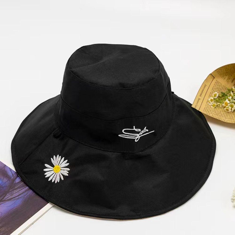 Bavlněný klobouk Daisy Bucket Hat Oboustranný plážový sluneční klobouk Módní rybářský klobouk Letní