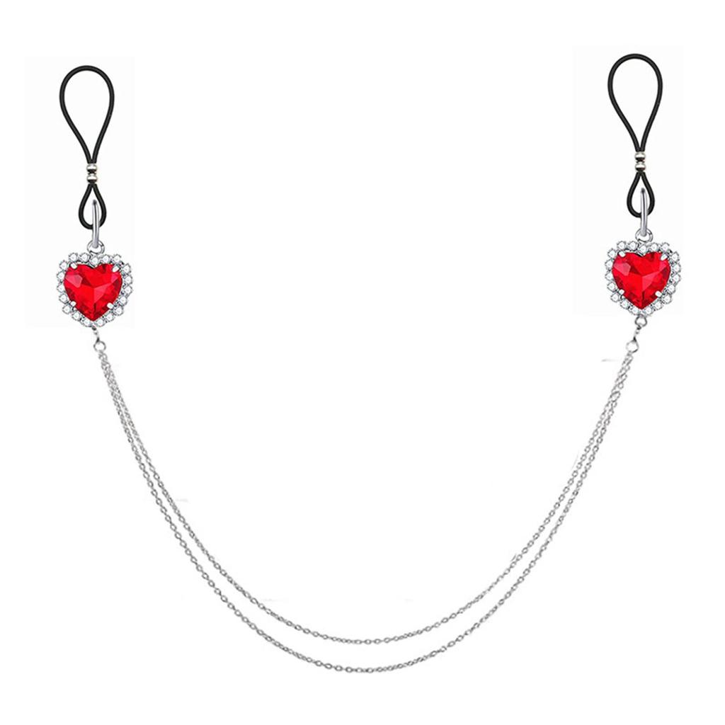 Set elegant de inele pentru mamelon cu strasuri și lanț, bijuterii pentru femei la modă, pentru vacanță și entuziaști ai stilurilor unice