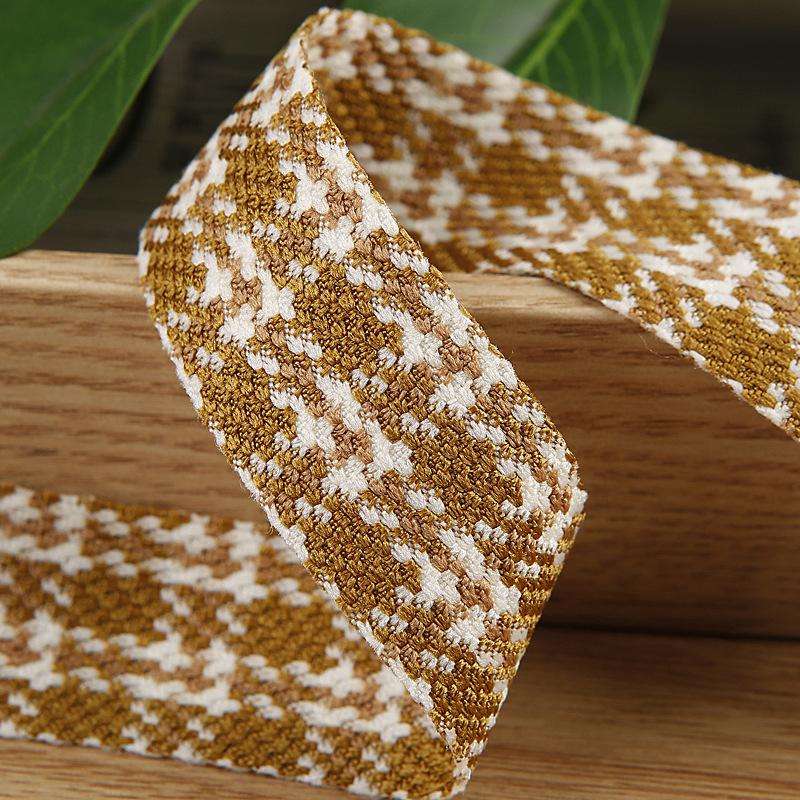 

5 Yards Retro Classic Jacquard Ribbon Houndstooth Brocade Ribbon for Bows Bouquets Gift Wrapping Clothing Sewing DIY Accessories 40mm-5yards імбирний