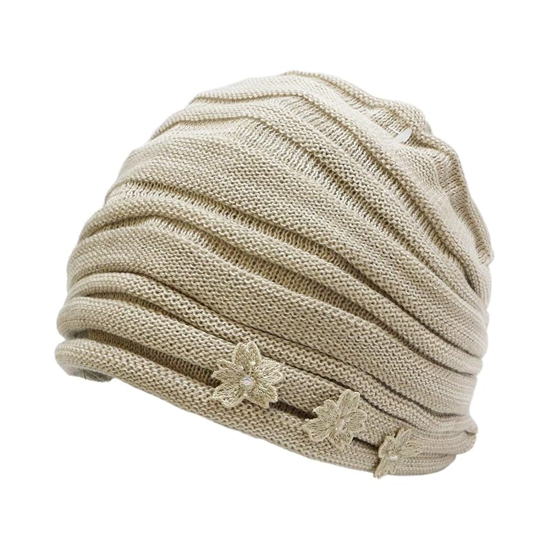 

[Unochiyo] [Chiyo Uno] knit cap indoor hat made in Japan 591-147A beige 57.5cm (FREE size)