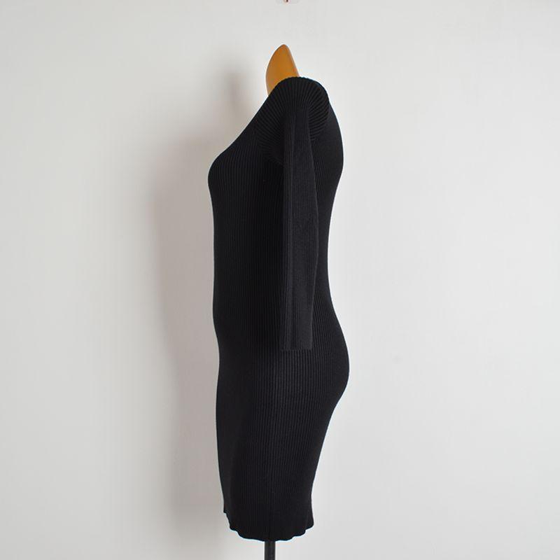 Fall and Winter New Arrival Half-High Collar Long Sleeves Knitting Dress Women's Clothing Silm Slim Looking Inner Match Mid-Length Bodycon Dress