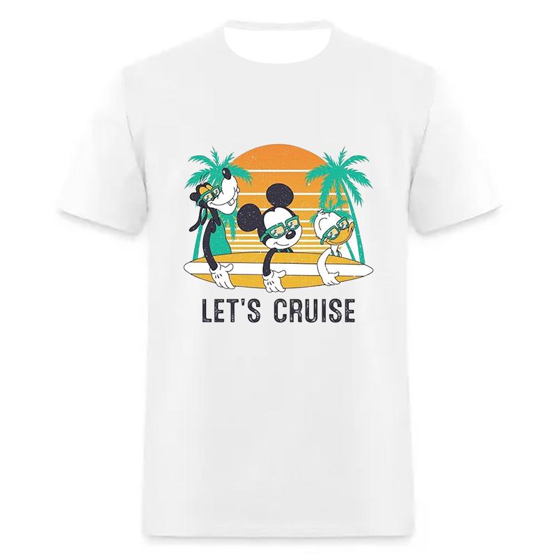 White Short Sleeves T-Shirt For Women Men Disney Mickey Minnie Cotton New In Tops & Tee Fashion Clothing Daily Casual Streetwear