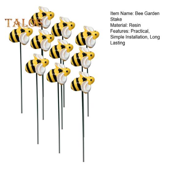 10ks Bee Garden Stakes Dekor Odolné vůči UV záření, Vodotěsné Neblednoucí Snadno instalovatelné Dekorativní malé Bee Kovové zahradní kolíky