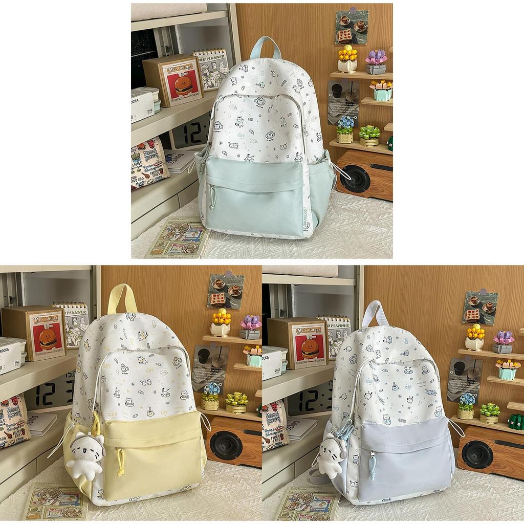Cute Cartoon Cat Backpack For Girls With Nylon Material And Large Capacity For School And Travel