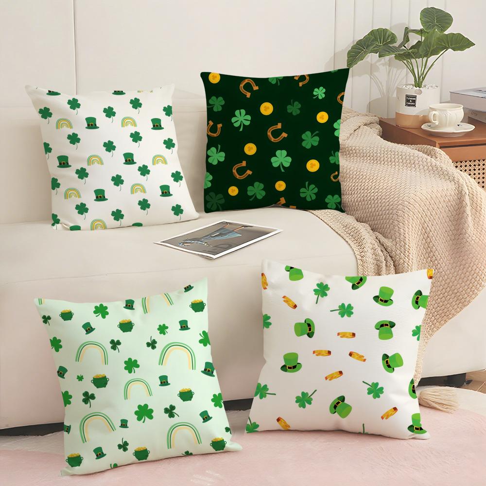 Funny St Patricks Day Cushion Cover Short plush Doublesided Print Square Throw Pillow Covers Sofa Home Cushion Decor