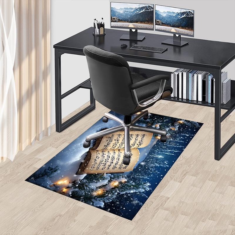 

music snow Crystal Velvet chair mat Area Rug - Non-Slip, Floor Mat, Office Desk Chair Rugs, Bedroom Decor.Christmas Gift-1106155 60cm by 90cm