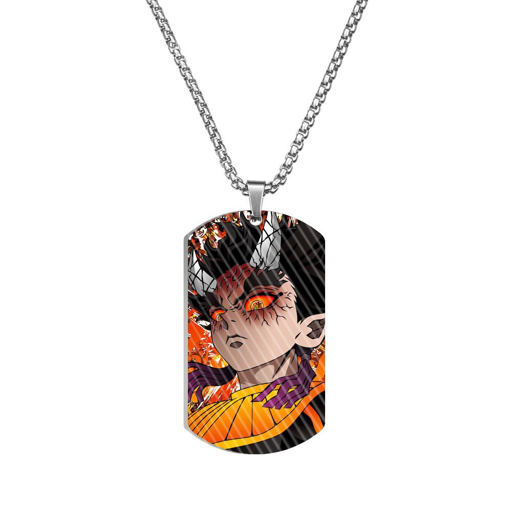 Demon Slayer Kimetsu No Yaiba Tanjiro Nezuko Stainless Steel Color Printed Dog Tag Necklace Anime Cosplay Accessory Gift For