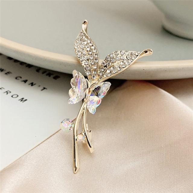 

Брошь со стразами женская простая брошь-бабочка брошь булавка для воротника платья шелковая пряжка для шарфа двойного назначения