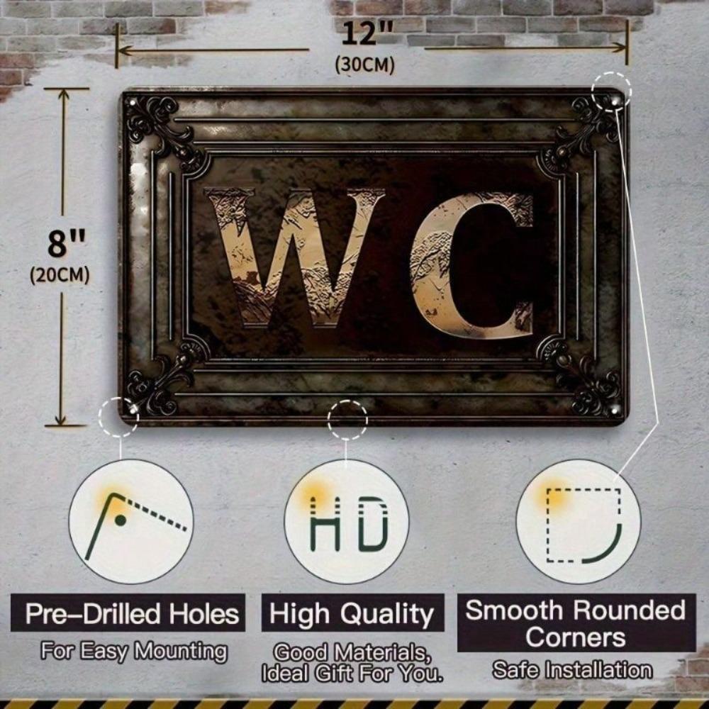 Vintage Fém WC Tábla Rusztikus Faldekoráció Vízálló Fürdőszoba Tábla 30x20cm