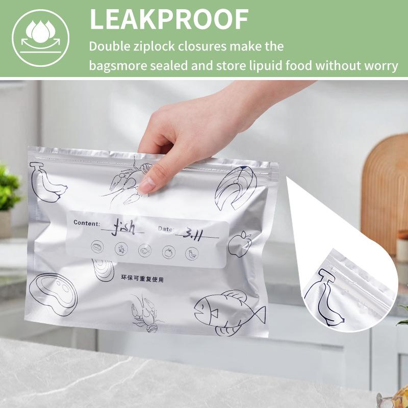 10Pcs Aluminum Foil Fresh-Keeping Bags Reusable Self Seal Packaging Bag Thickened Avoid Light Food Storage Bag Fruit