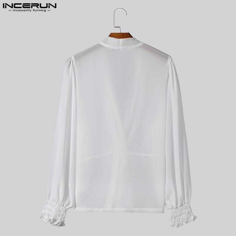 Camicia Trasparente Camicia Bianca Con Maniche A Sbuffo INCERUN