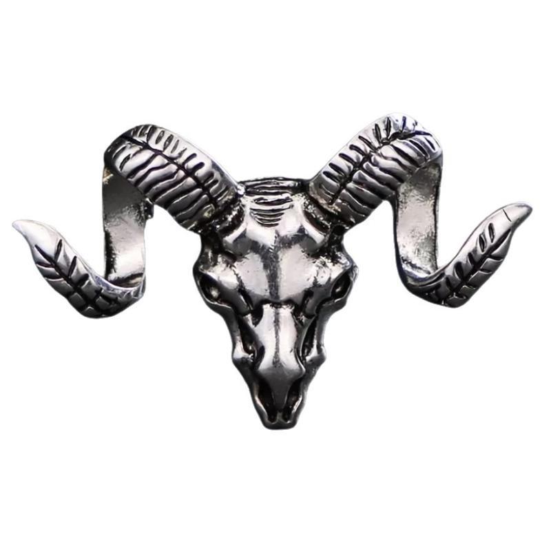 Retro Ram Skull Brooch Polished Alloy Metal Unique Gothic Punk Style for Party Wear Fashion Jewelry Accessory for Teens