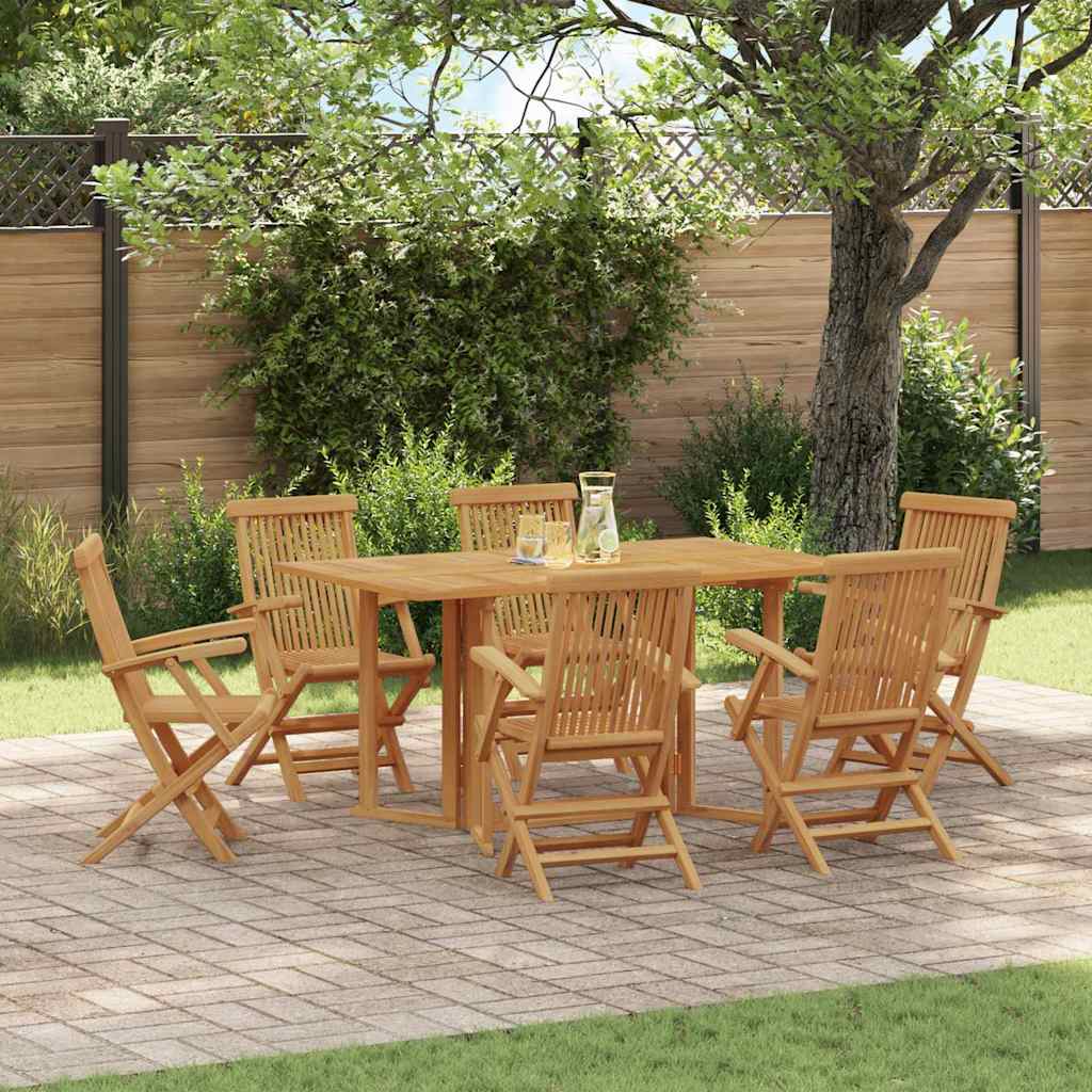 Garden Dining Set 7 pcs Brown Solid Wood Teak