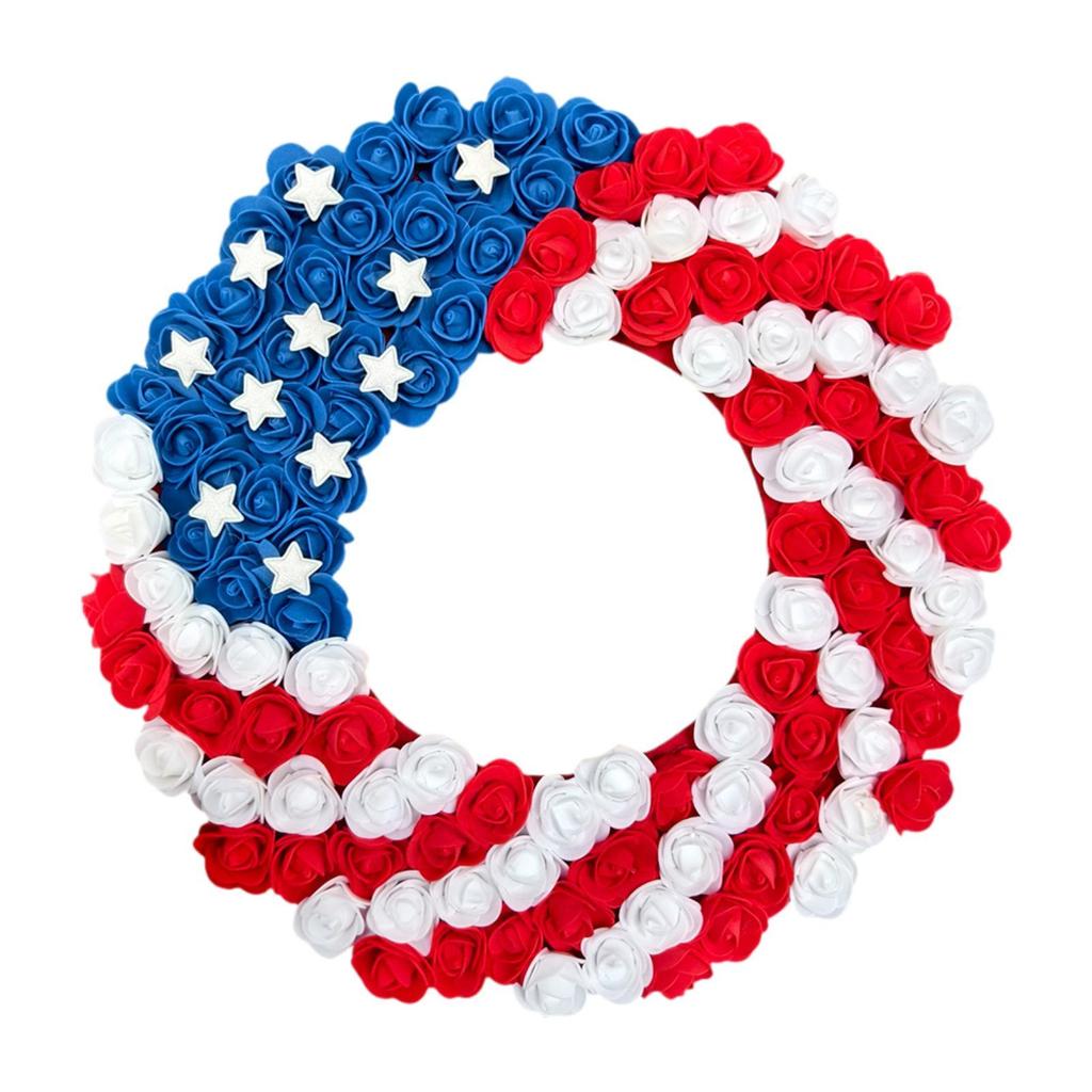 Patriotic Wreath Patriotic Americana Wreath Memorial Day Artificial Flower for Home Flag Day Memorial Day Veterans Day Decor
