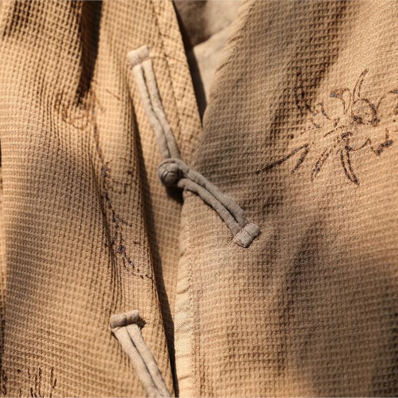 Johnature Kobieta Jesień Moda Opracuj Osobowość Kamizelka Nisza Casualowy Nadruk Styl Chiński Dekolt V