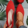 Women's Pointed Toe Flat Shoes, Solid Color Knitted Slip On Shoes, Casual Breathable Shoes