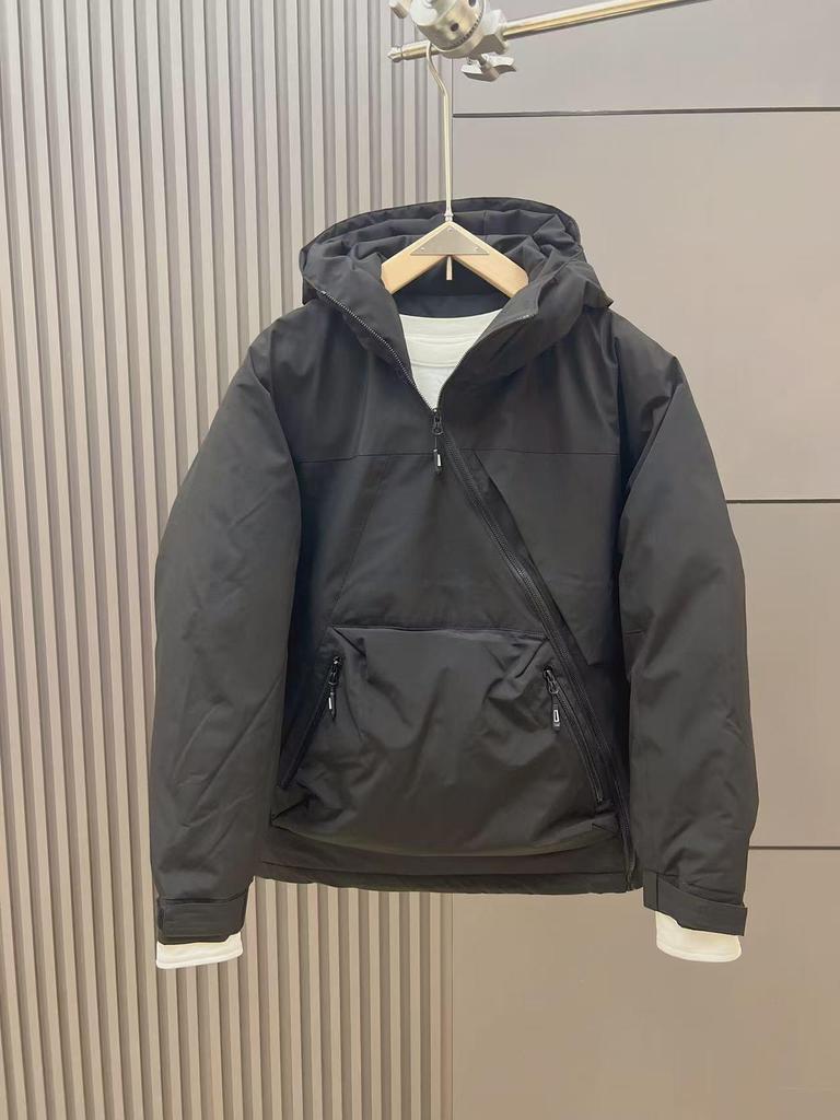 Men's Asymmetrical Zipper Jacket - 2025 Autumn Casual, Cold-Resistant, Windproof, Short Length, Versatile Workwear.