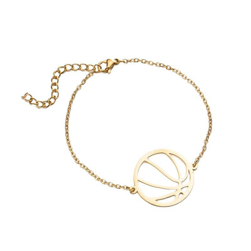 Stainless Steel Cartoon Geometric Basketball Pendant Bracelet for Men & Women