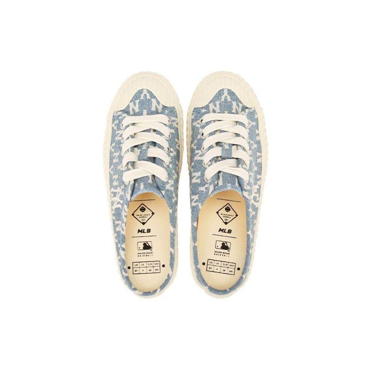 MLB Playball Mule Mono Denim Lace-Up Slip-Resistant Durable Low-Top Canvas Shoes Unisex sneaker Blue 32SHSD111-50U
