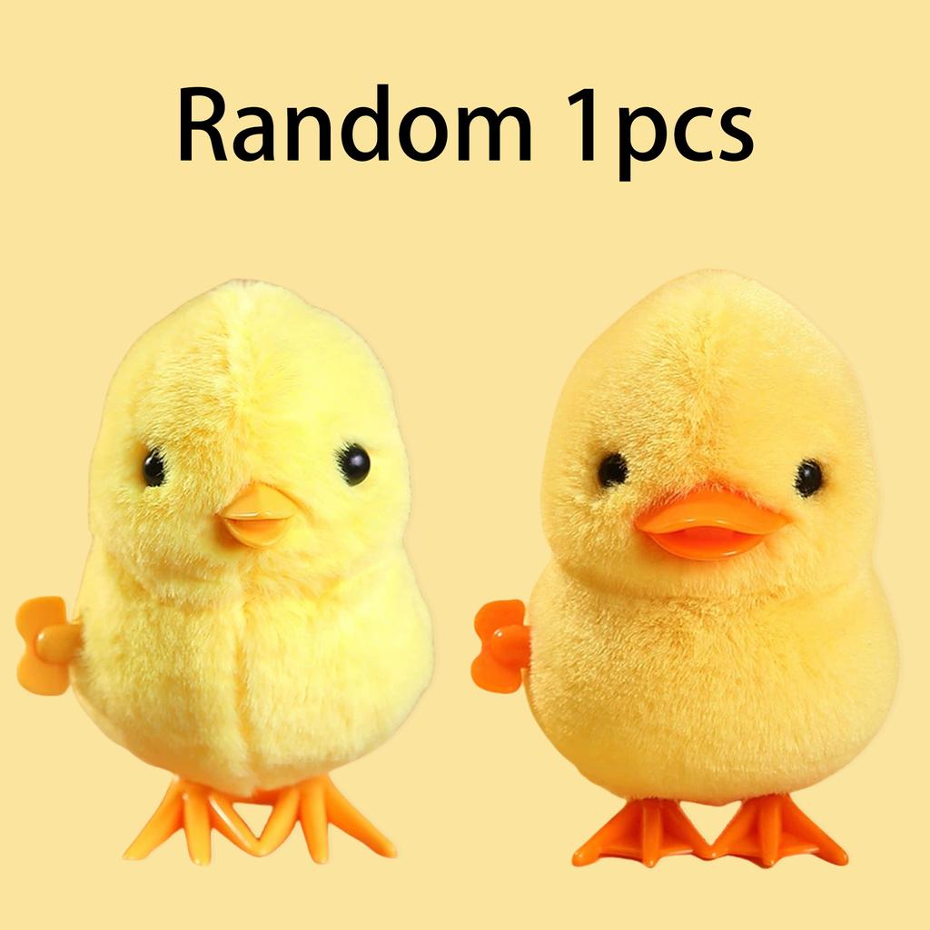 1 Pcs Yellow Jumping Chicken/duck Clockwork Toy Walking Simulation Limb Development Plush Toy Chick Duckling