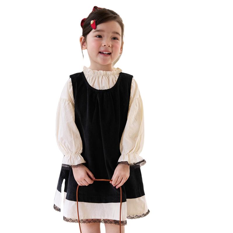 LUSON Girls  2026 Spring Ruffle Collar Princess Dress 110