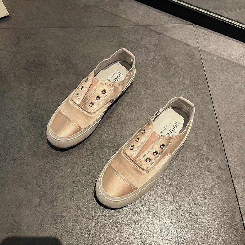 

Модные белые туфли на шнуровке с круглым носком, женские, лето 2025, новые, супер-пожарные, с одной педалью, повседневные, спортивные, парусиновые, одинарные туфли 35 розовый