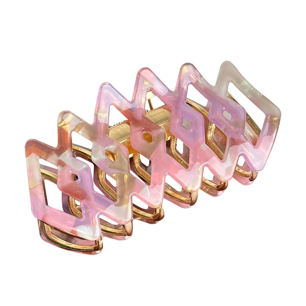 Acetate Chic Hair Claw Clip With Trendy Line Patterns In Vibrant Colors For Women