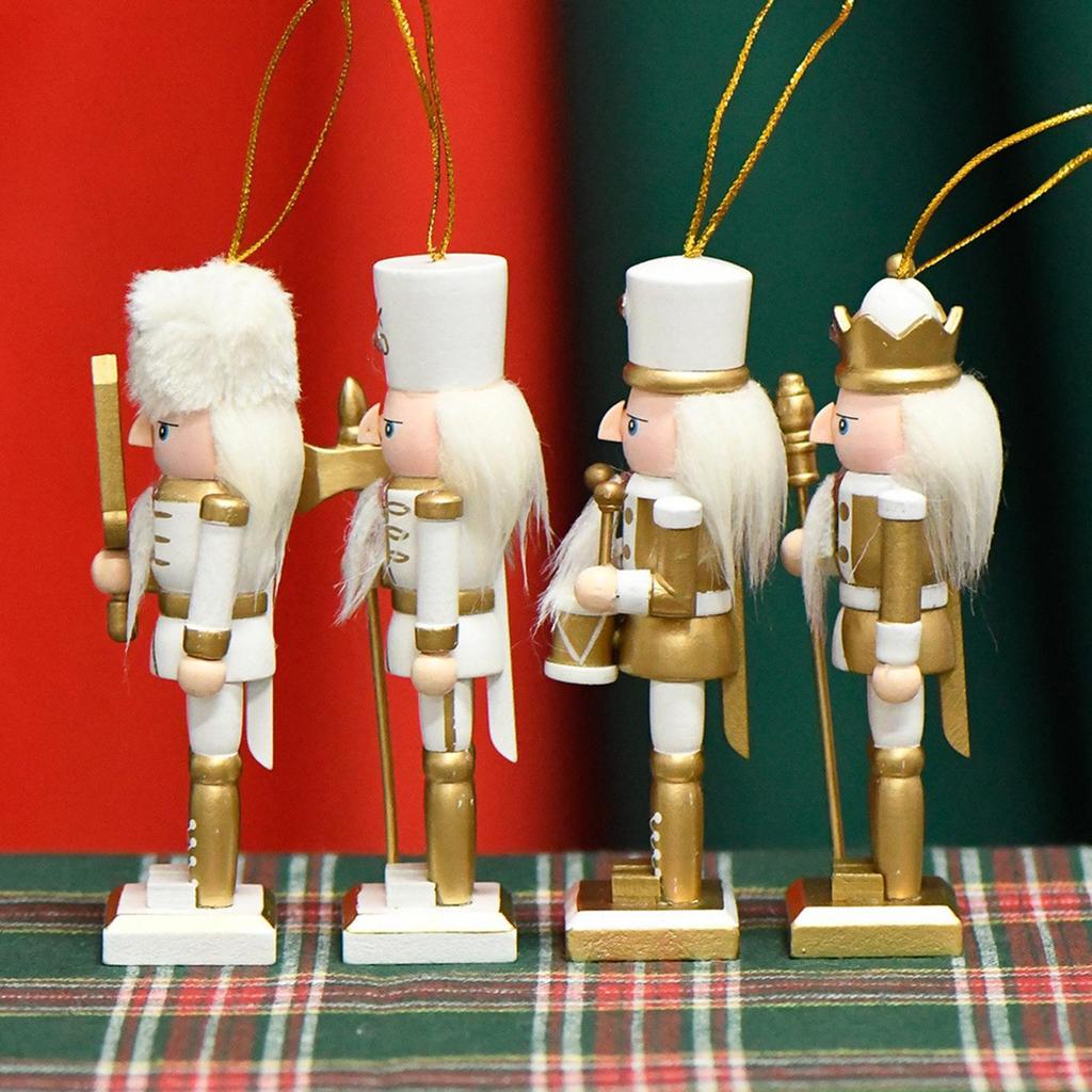 Weihnachts-Nussknacker Dekorationen Holz-Tischdekoration 4-teilige Nussknacker Weihnachtsfiguren für Weihnachtsbaum Tisch Fenster Wohnzimmer