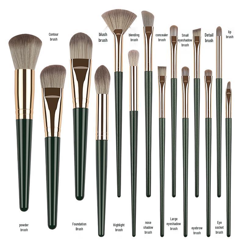 Grenzüberschreitendes 14-teiliges Make-up Pinselset: Puderpinsel, Rougepinsel, Lidschattenpinsel, Concealerpinsel mit anpassbarem Logo.